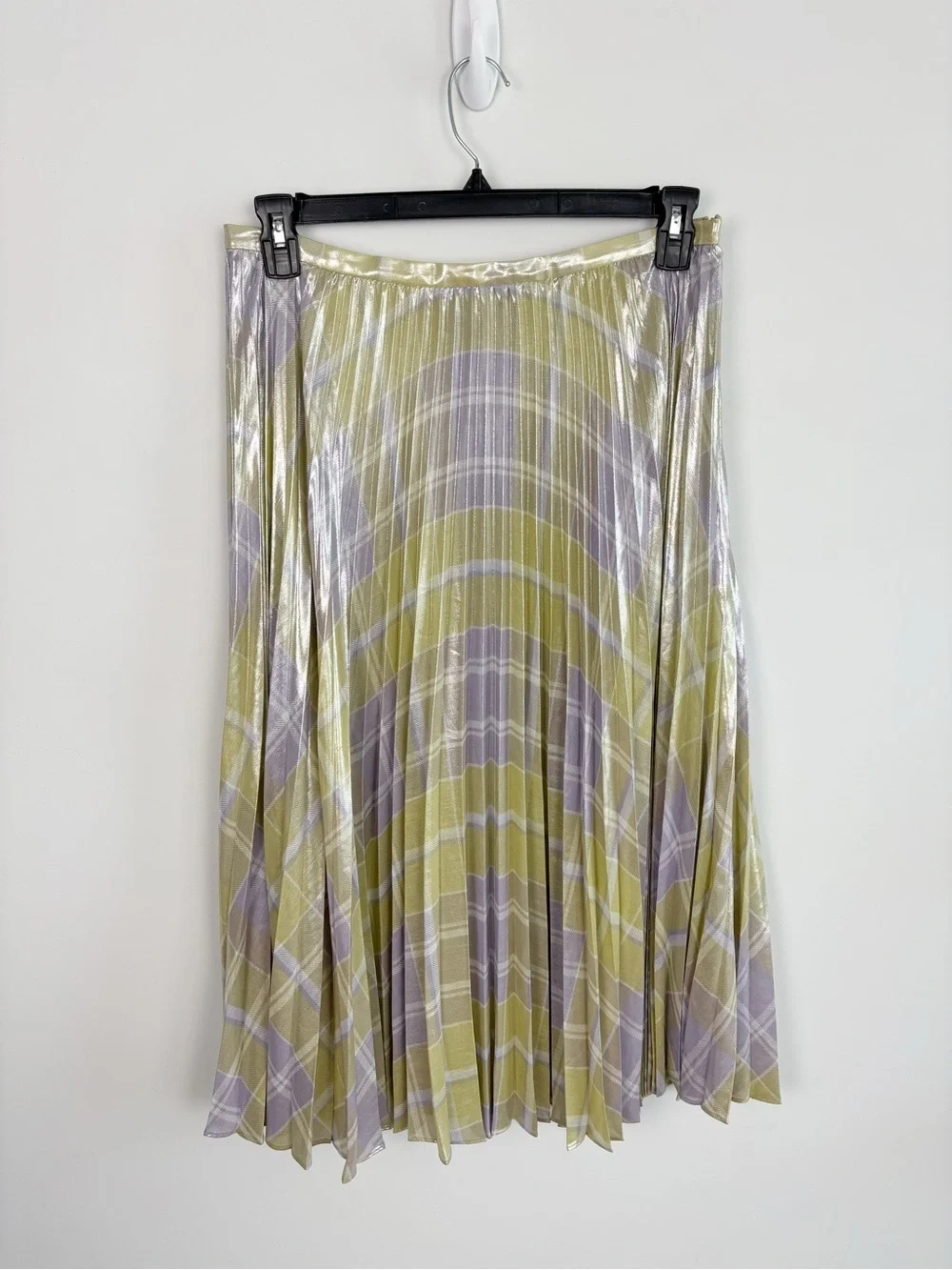 Lauren Ralph Lauren Checked Plaid Pleated Georgette Skirt Size 8